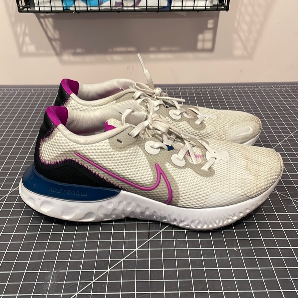 Nike Renew purple, white, and navy - do have water makes on toe area!